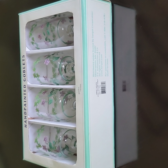 Waverly Garden Room "Sweet Violets" 4 pack Goblets NIB - Picture 7 of 13